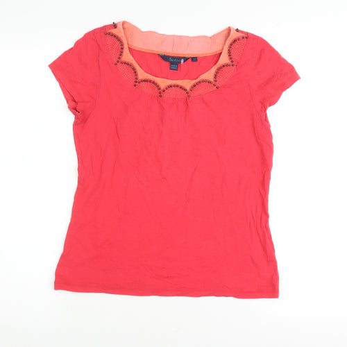 Boden Women's Red Blouse, Size 10, Beaded Accents