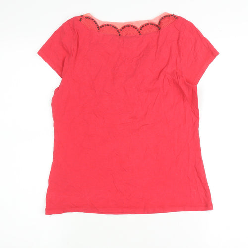 Boden Women's Red Blouse, Size 10, Beaded Accents
