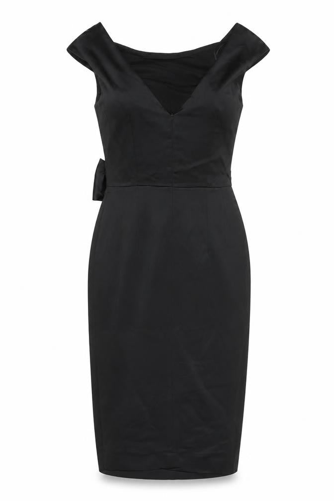Front view of Oasis Women's Black Sleeveless Pencil Dress, size 8