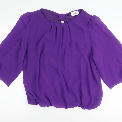 Wallis Women's Purple Blouse, L, Petite, 3/4 Sleeve