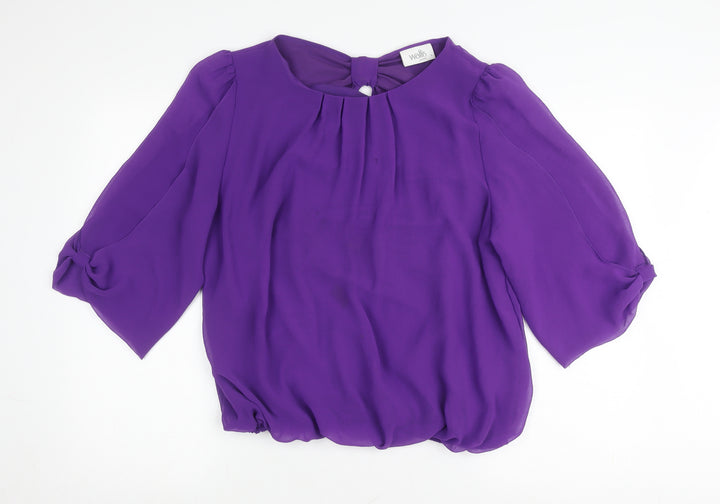 Wallis Women's Purple Blouse, L, Petite, 3/4 Sleeve