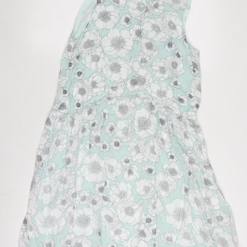 United Colors of Benetton Women's Blue Floral Chiffon Dress Size S