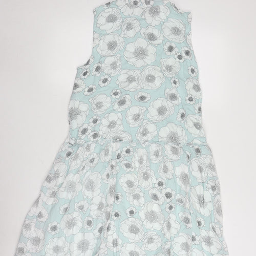 United Colors of Benetton Women's Blue Floral Chiffon Dress Size S