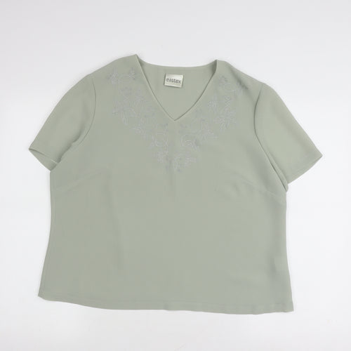 Eastex Women's Green Embroidered Blouse Size 16