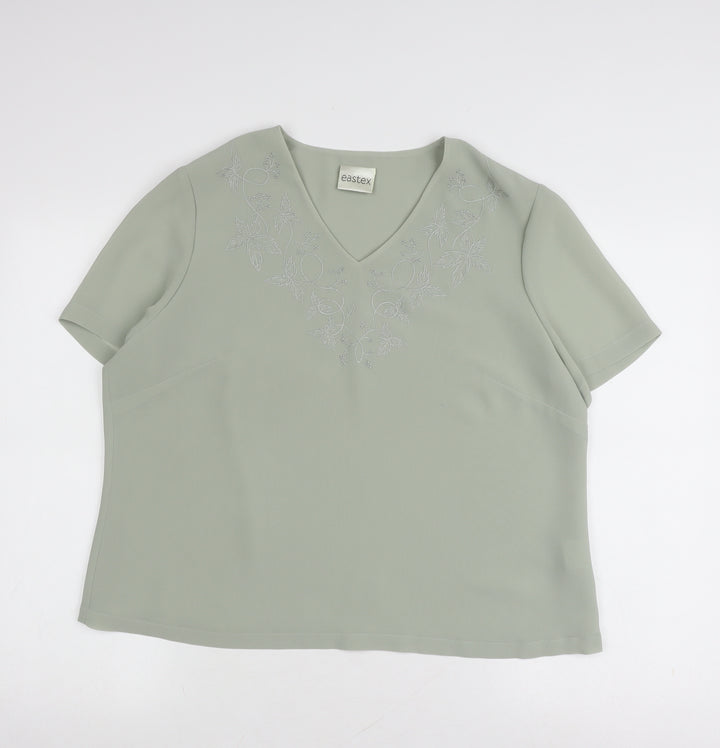 Eastex Women's Green Embroidered Blouse Size 16