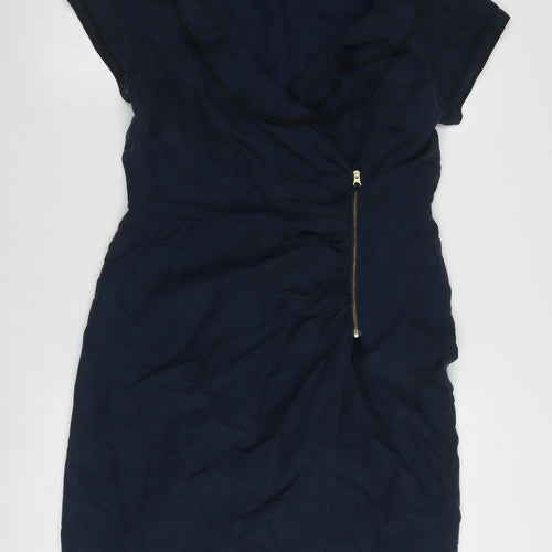 Coast Women's Blue Silk Wrap Dress Size 14