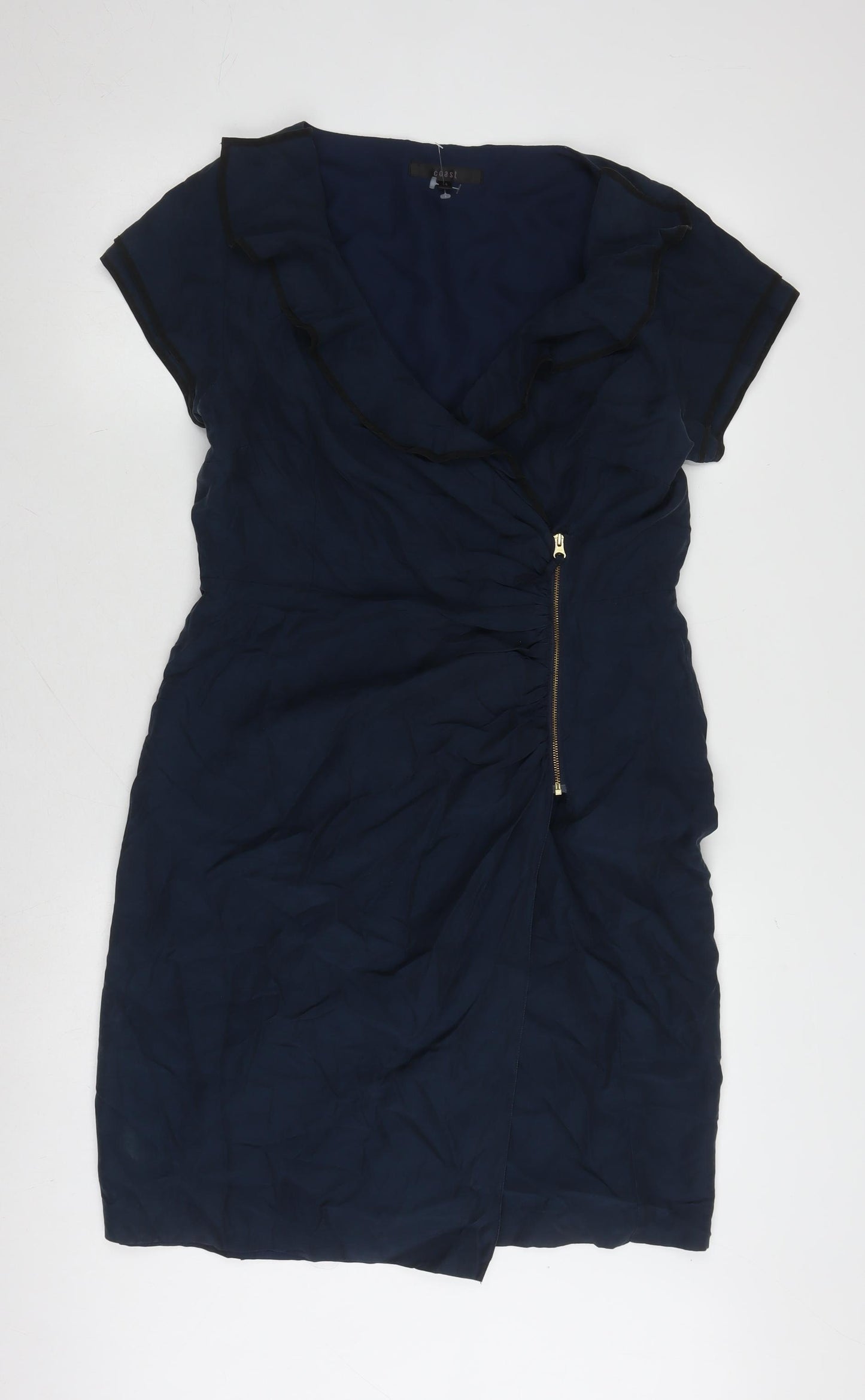 Coast Women's Blue Silk Wrap Dress Size 14