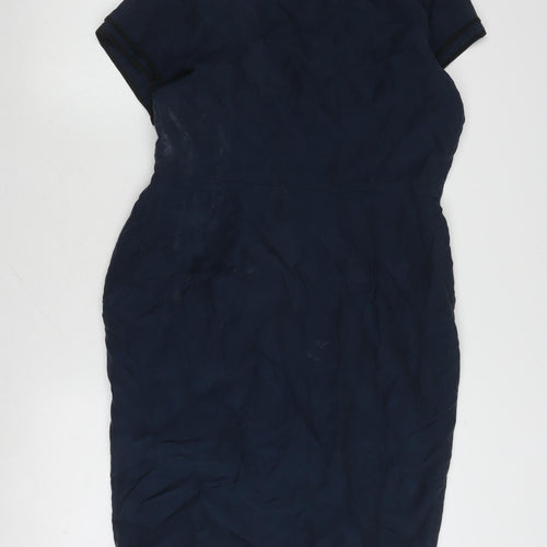 Coast Women's Blue Silk Wrap Dress Size 14