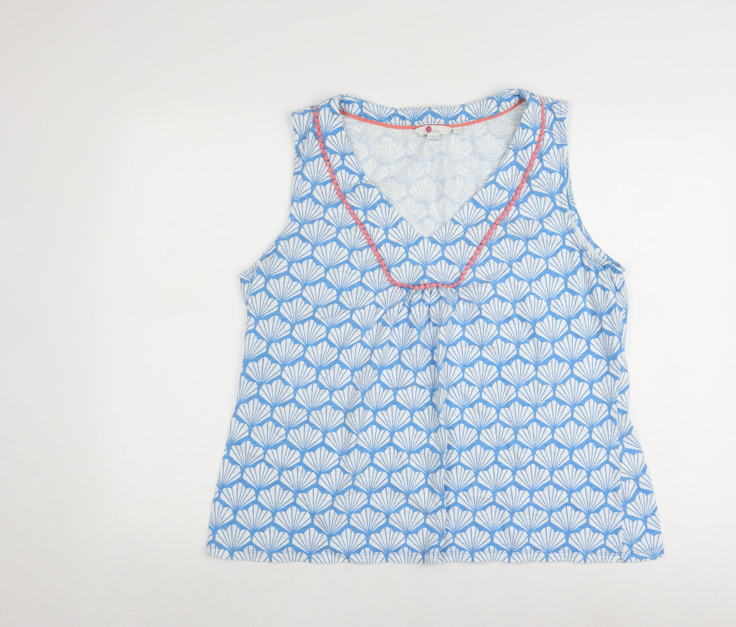 Boden Women's Blue Geometric Cotton Tank Top, Size 18