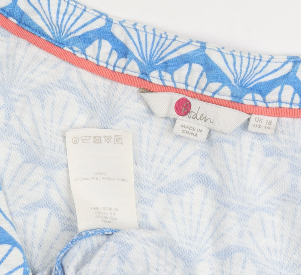 Boden Women's Blue Geometric Cotton Tank Top, Size 18