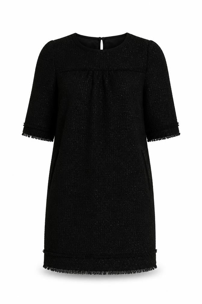 Front view of Monsoon Women’s Black Shift Dress, size UK 10
