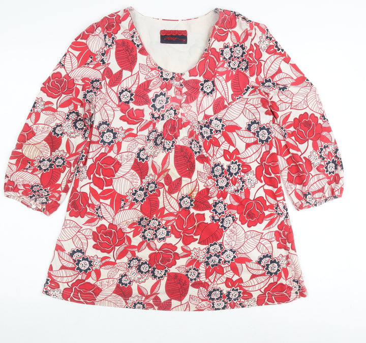 Dash Women's Red Floral Tunic Blouse Size 12