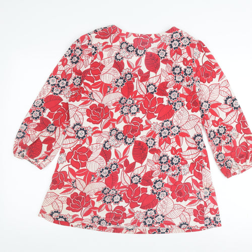 Dash Women's Red Floral Tunic Blouse Size 12