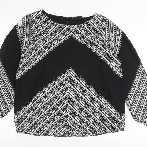 Wallis Women's Black Geometric Long Sleeve Blouse