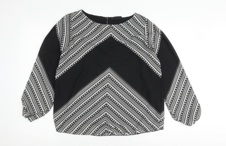 Wallis Women's Black Geometric Long Sleeve Blouse