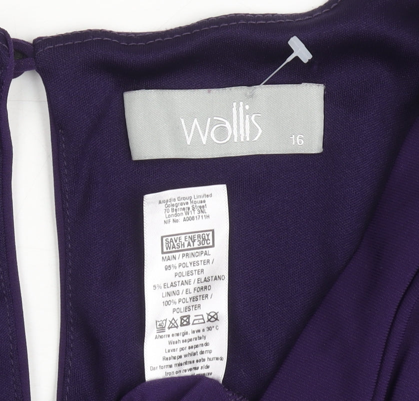Wallis Women's Purple Sleeveless Dress Size 16