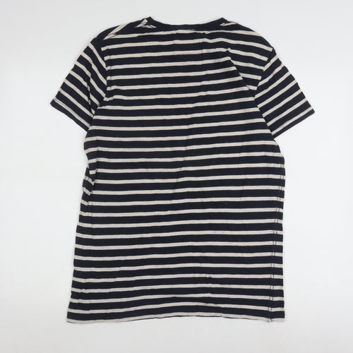 Superdry Unisex Striped T-Shirt, Black, XL, Crew Neck