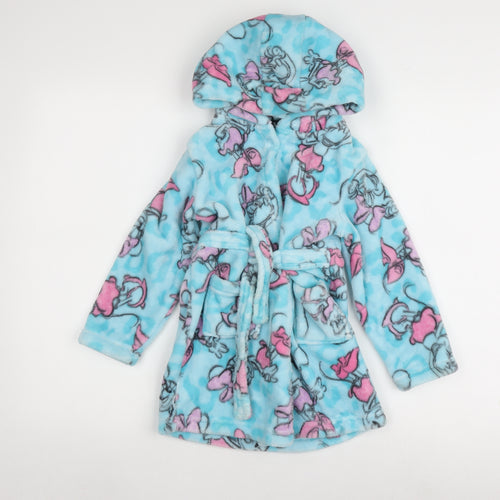 Mini Mouse Girls Blue Pink Disney Fleece Robe, 4-5 Years