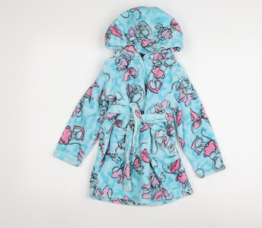 Mini Mouse Girls Blue Pink Disney Fleece Robe, 4-5 Years