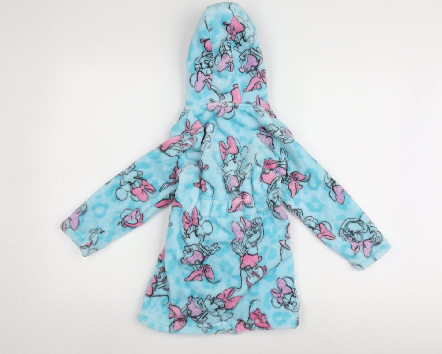 Mini Mouse Girls Blue Pink Disney Fleece Robe, 4-5 Years