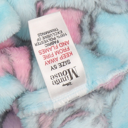 Mini Mouse Girls Blue Pink Disney Fleece Robe, 4-5 Years