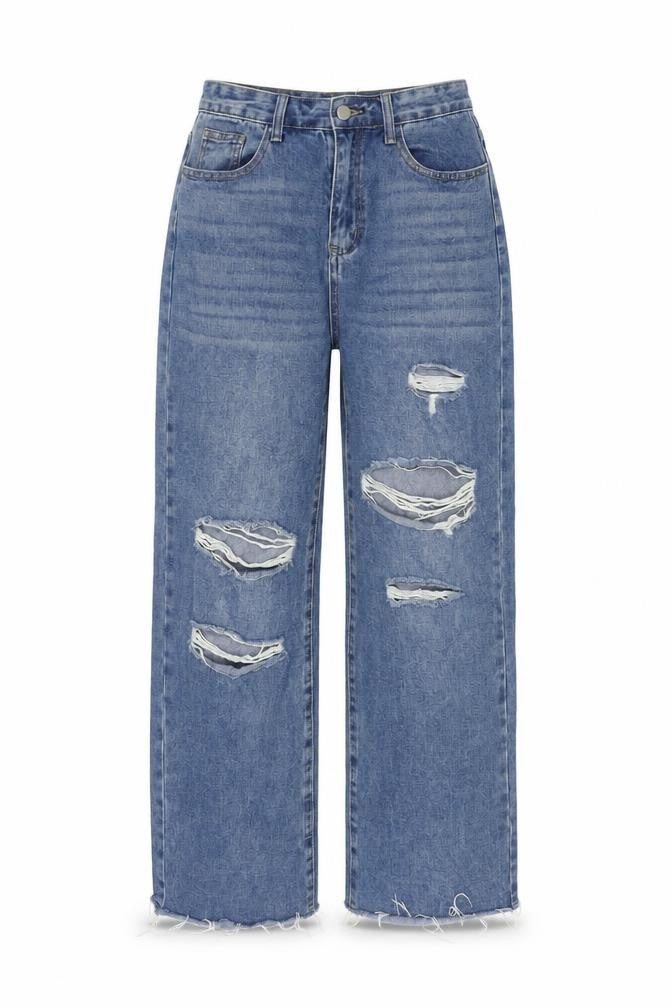 Front view of Cider Women's Blue Straight Denim Jeans -, size S