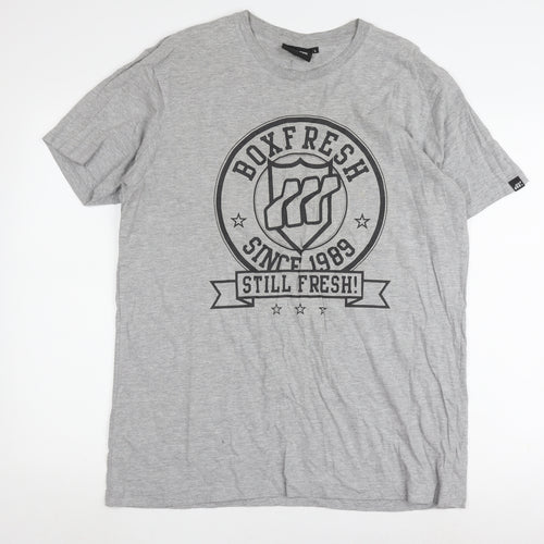 Boxfresh Men's Grey Logo T-Shirt L Short Sleeve