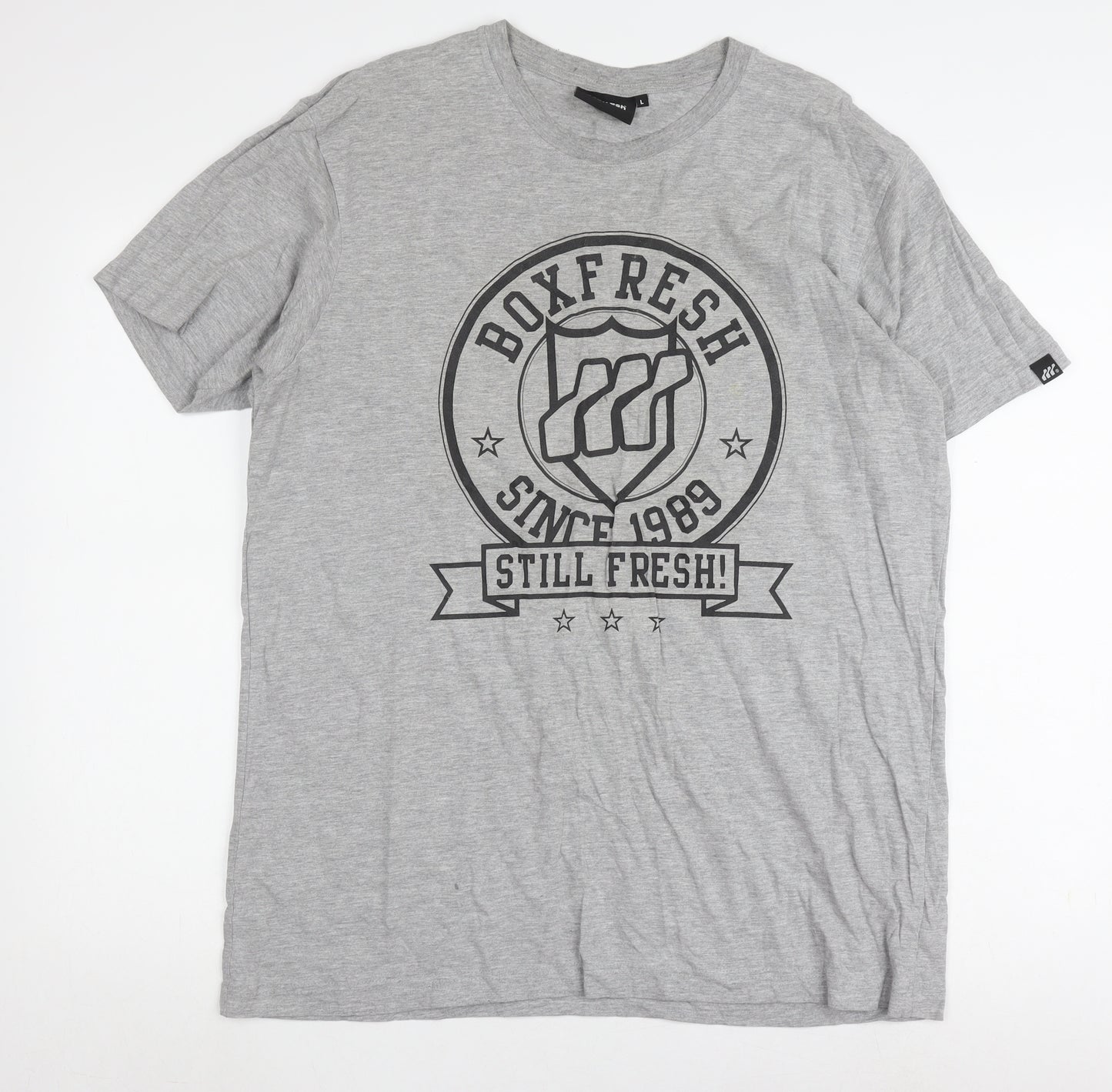 Boxfresh Men's Grey Logo T-Shirt L Short Sleeve