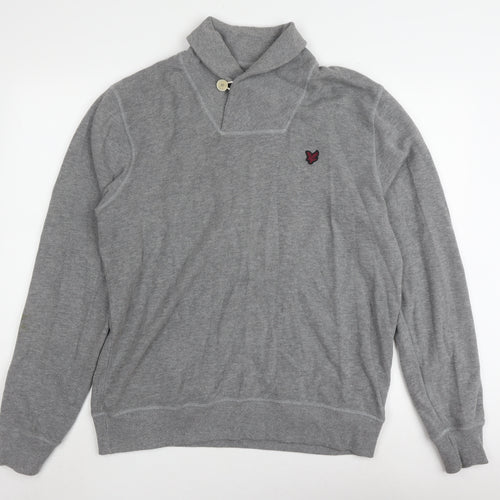 Lyle and Scott Men's Grey Mock Neck Jumper L