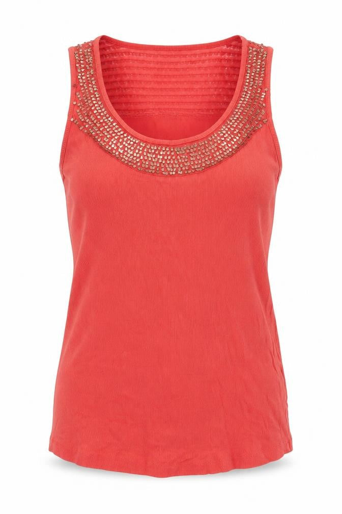 Front view of Jasper Conran Red Sequin Women's Tank, size 16, Cotton