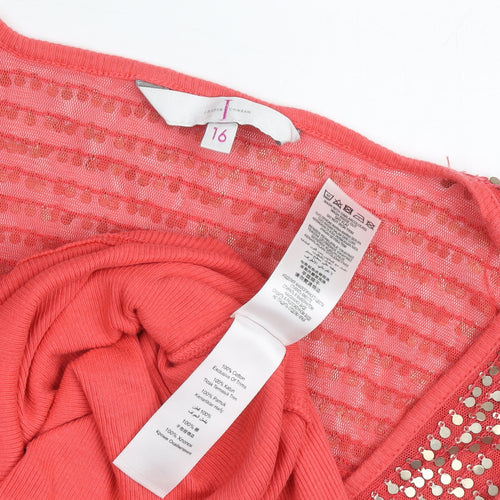 Jasper Conran Red Sequin Women's Tank, Size 16, Cotton