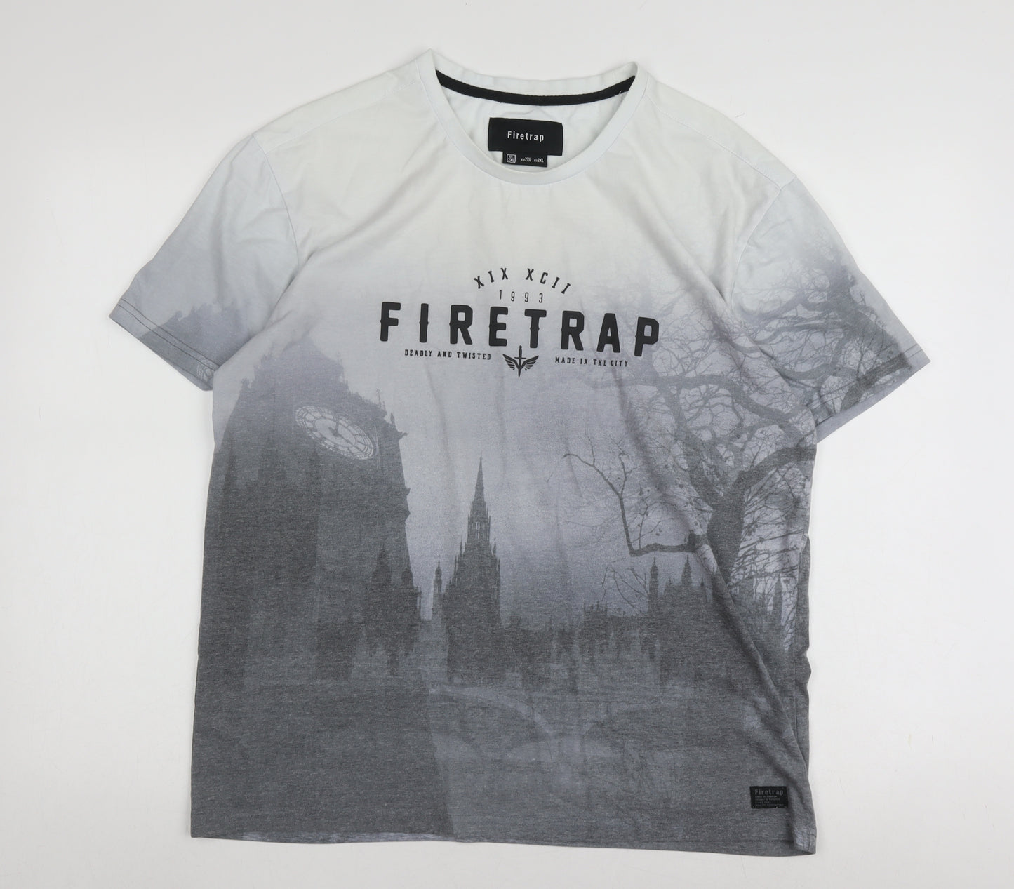Firetrap Men’s Grey City Graphic T-Shirt - 2XL