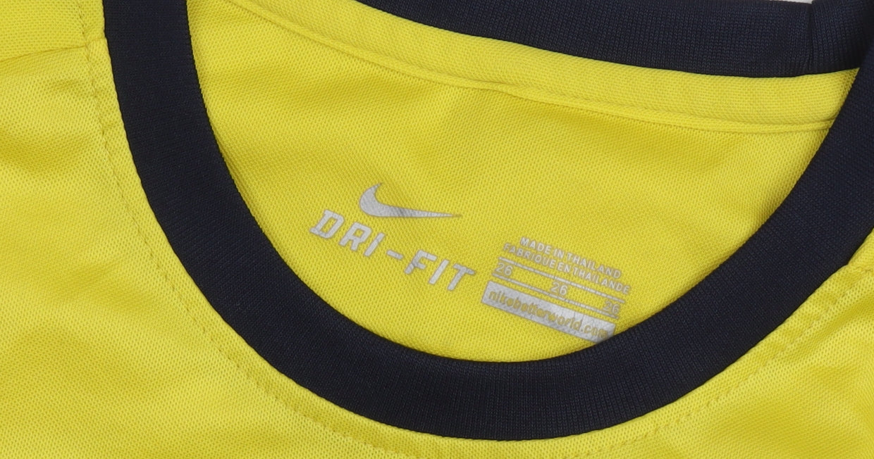 Nike Boys Yellow Football Jersey XS Short Sleeve Kane