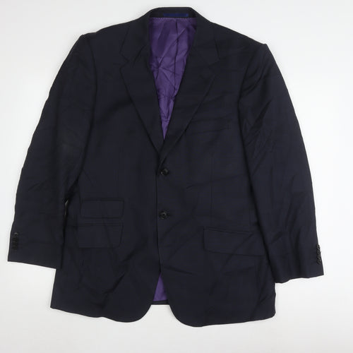 Howick Men's Blue Wool Blazer, 40S, Single-Breasted
