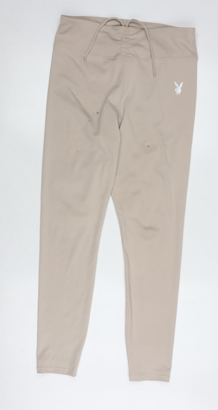 Missguided Womens Beige Leggings UK 14 Skinny Fit