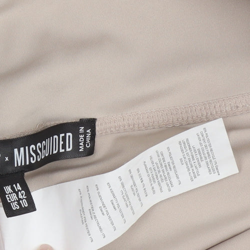 Missguided Womens Beige Leggings UK 14 Skinny Fit