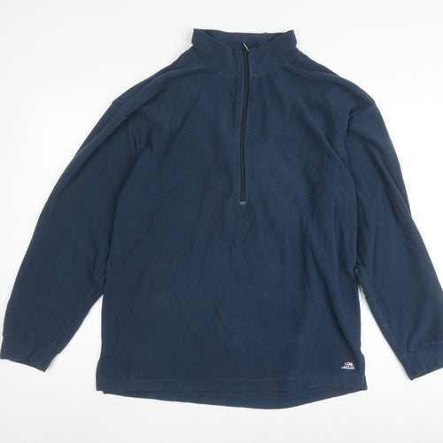 Tiso Men's Blue 1/4 Zip Fleece Sweatshirt L
