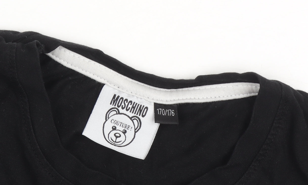 Moschino Boys Black T-Shirt 14 Years Logo Accents