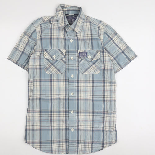 Superdry Men's Blue Plaid Button-Up Shirt S