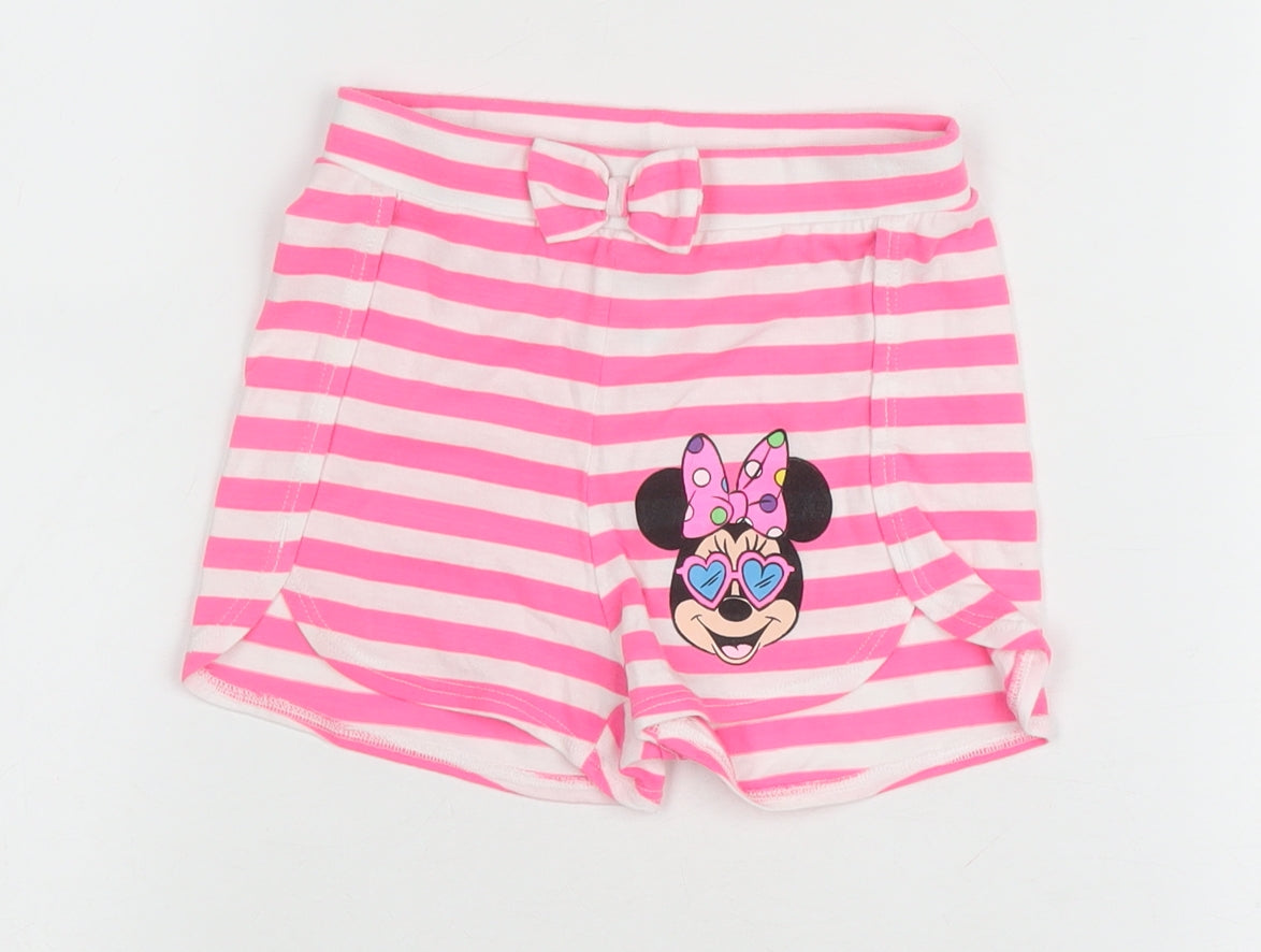 Disney Girls Pink Striped Minnie Mouse Shorts 2-3 Years