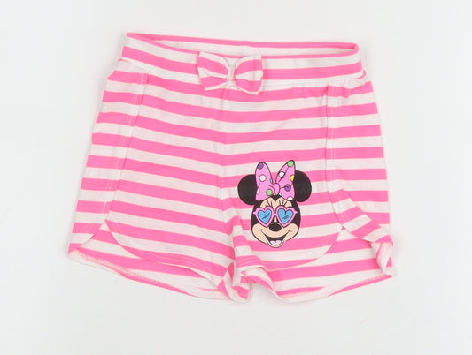 Disney Girls Pink Striped Minnie Mouse Shorts 2-3 Years