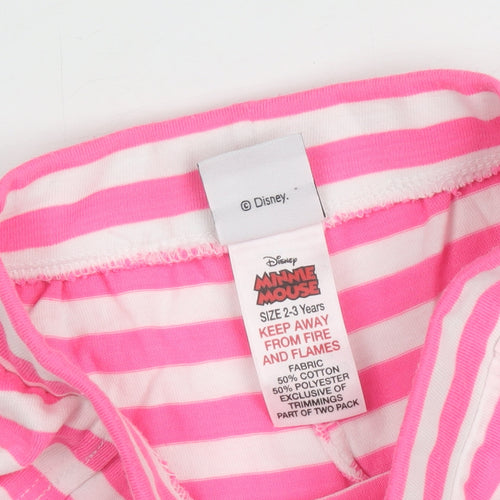 Disney Girls Pink Striped Minnie Mouse Shorts 2-3 Years