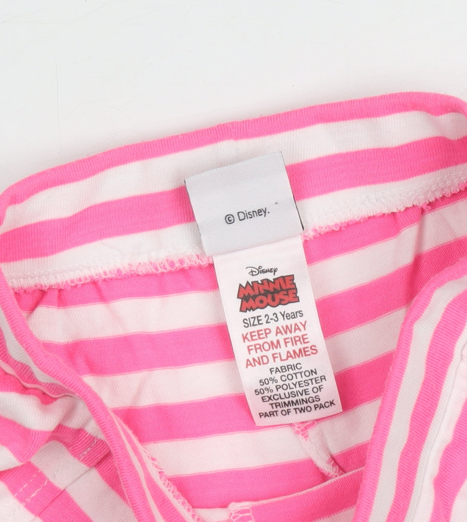 Disney Girls Pink Striped Minnie Mouse Shorts 2-3 Years