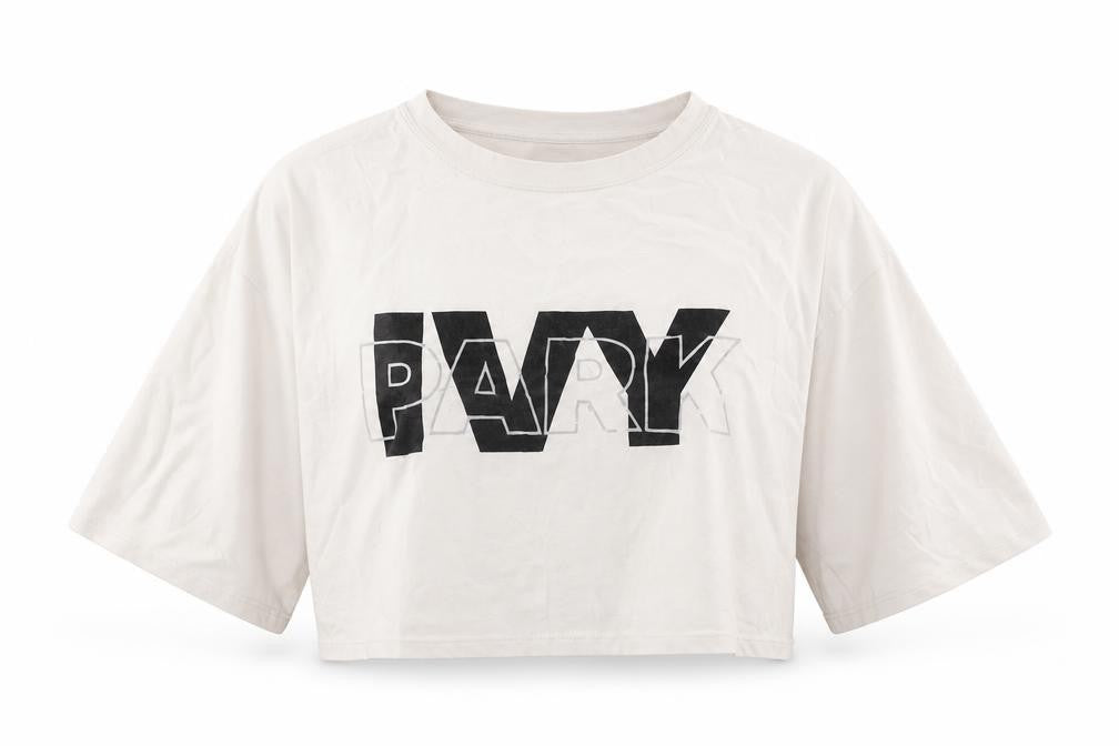 Front view of Ivy Park Women's White Cropped T-Shirt - S