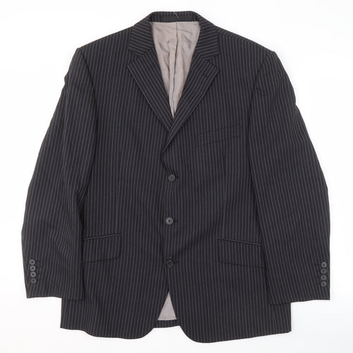 Marks & Spencer Men's Grey Wool Blazer, Size 42S Striped