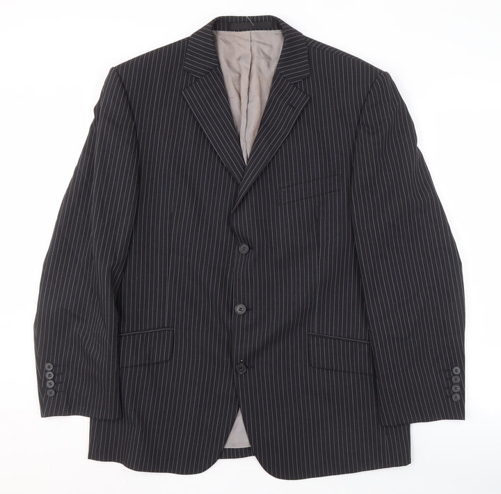 Marks & Spencer Men's Grey Wool Blazer, Size 42S Striped