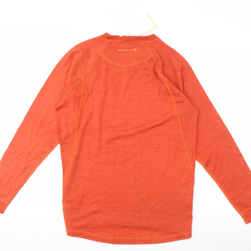 Endura Men's Orange Merino Wool Pullover, Size M
