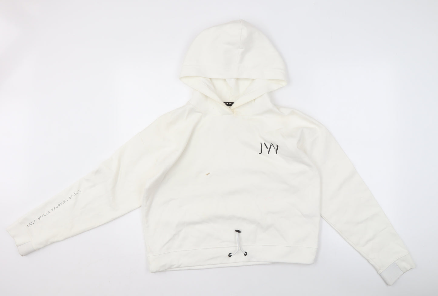 Jack Wills Women's Ivory Hoodie Size 12, Logo Detail