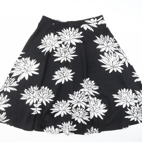 Definitions Women's Black Floral A-Line Skirt Size 14