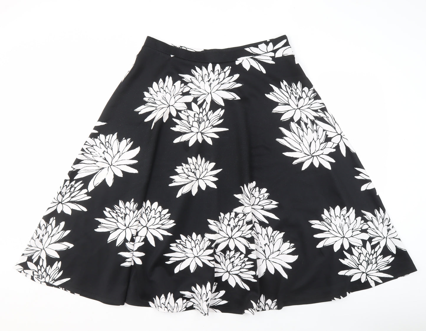 Definitions Women's Black Floral A-Line Skirt Size 14